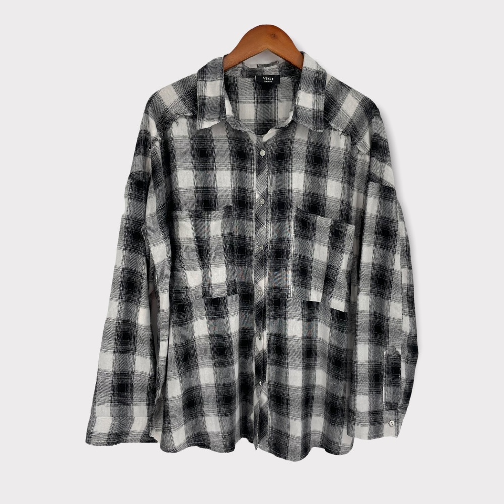 Vici Plaid Oversized Button Up Shirt